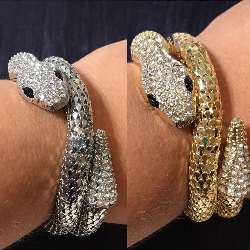Egyptian snake wrap bracelet w/ rhinestone - Picture 1 of 14